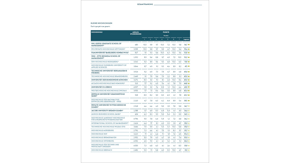 Gesamtranking: Kleine Hochschulen (Cover)