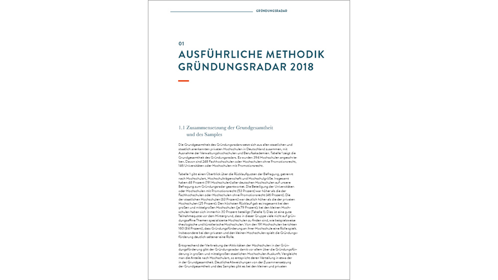 Methodikteil zum Gründungsradar 2018 (Cover)